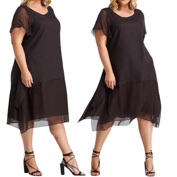 Estelle Linen Blend Swing Dress Australian designer Chocolate Mocha Mousse NWT - Picture 1 of 17